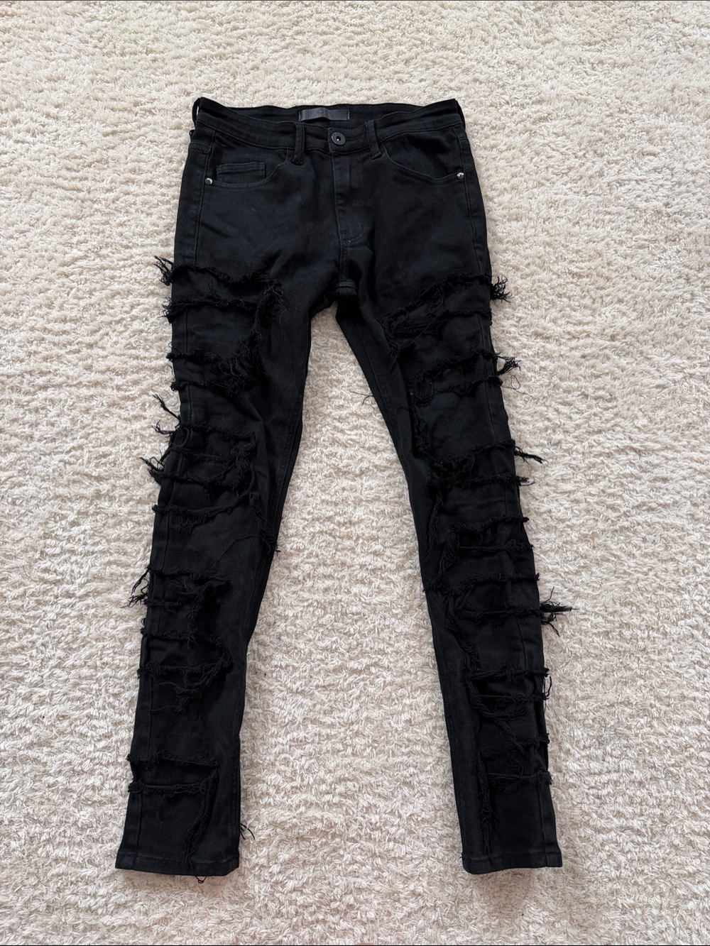 KDNK Black Distressed Skinny Jeans – Grunge Punk Y2K